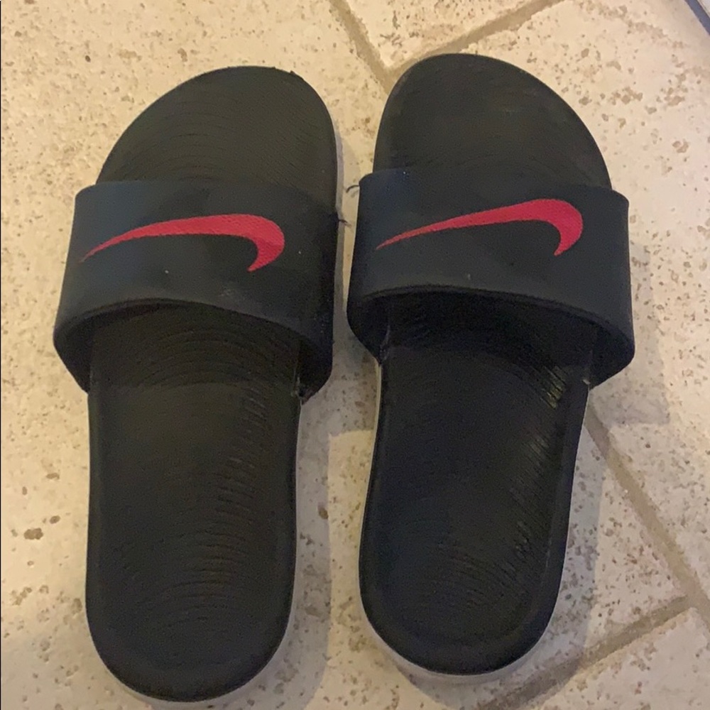 Back and pink slip ons